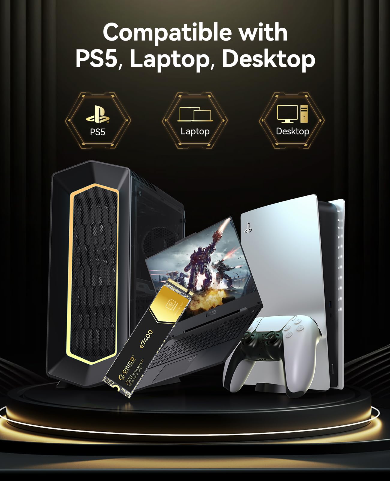 ORICO SSD NVMe PCIe 4.0 de 2 TB - até 7400 MB/s, unidade de estado